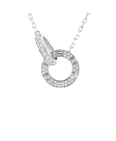 Pre-owned Pre-owned Cartier  Cartier Love Interlocking Pave Necklace 18k White Gold And Diamonds