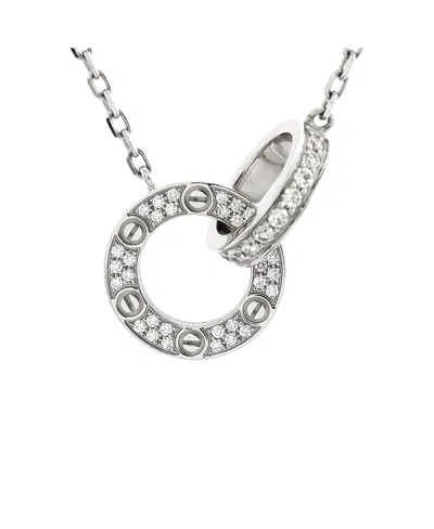Pre-owned Pre-owned Cartier  Cartier Love Interlocking Pave Necklace 18k White Gold And Diamonds
