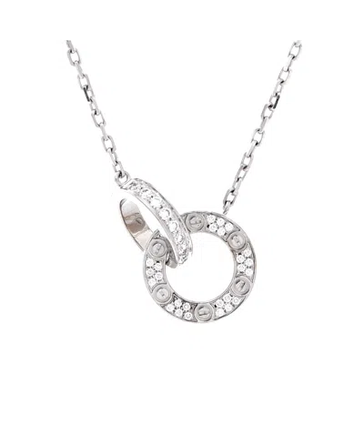 Pre-owned Pre-owned Cartier  Cartier Love Interlocking Pave Necklace 18k White Gold And Diamonds, 16"