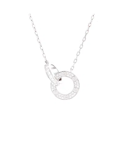 Pre-owned Pre-owned Cartier  Cartier Love Interlocking Pave Necklace 18k White Gold And Diamonds, 17"