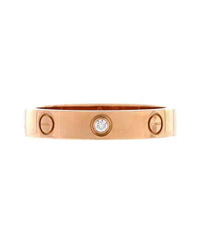 Pre-owned Pre-owned Cartier  Cartier Love Wedding Band 1 Diamond Ring 18k Rose Gold With Diamond