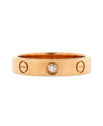 Pre-owned Pre-owned Cartier  Cartier Love Wedding Band 1 Diamond Ring 18k Rose Gold With Diamond In Pink