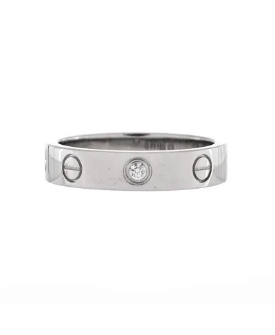 Pre-owned Pre-owned Cartier  Cartier Love Wedding Band 1 Diamond Ring 18k White Gold With Diamond