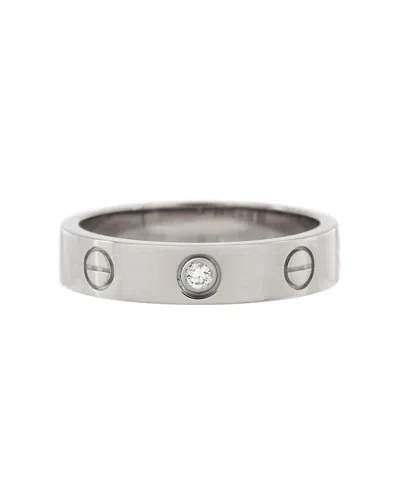 Pre-owned Pre-owned Cartier  Cartier Love Wedding Band 1 Diamond Ring 18k White Gold With Diamond