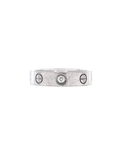 Pre-owned Pre-owned Cartier  Cartier Love Wedding Band 1 Diamond Ring 18k White Gold With Diamond
