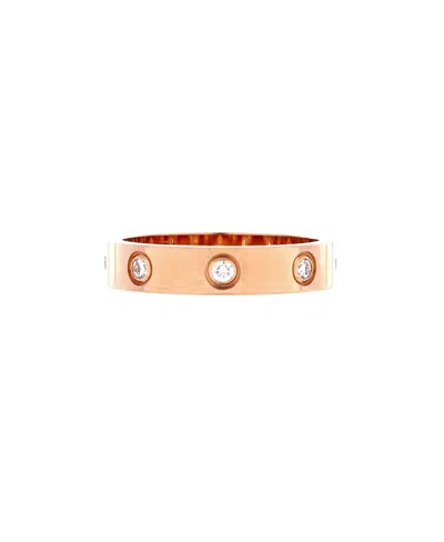 Pre-owned Pre-owned Cartier  Cartier Love Wedding Band 8 Diamonds Ring 18k Rose Gold With Diamonds In Pink