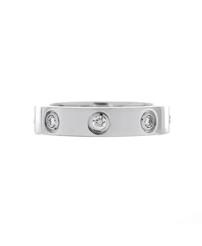 Pre-owned Pre-owned Cartier  Cartier Love Wedding Band 8 Diamonds Ring 18k White Gold With Diamonds
