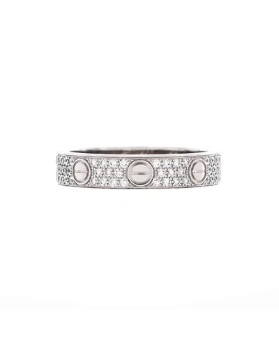Pre-owned Pre-owned Cartier  Cartier Love Wedding Band Pave Diamonds Ring 18k White Gold And Diamonds