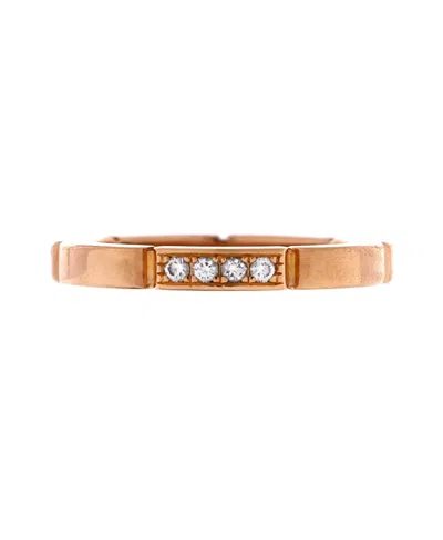 Pre-owned Pre-owned Cartier  Cartier Maillon Panthere Band Ring 18k Rose Gold With 4 Diamonds In Pink
