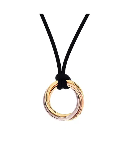 Pre-owned Pre-owned Cartier  Cartier Medium Trinity On Cord Necklace Silk Cord With 18k Tricolor Gold, 12"