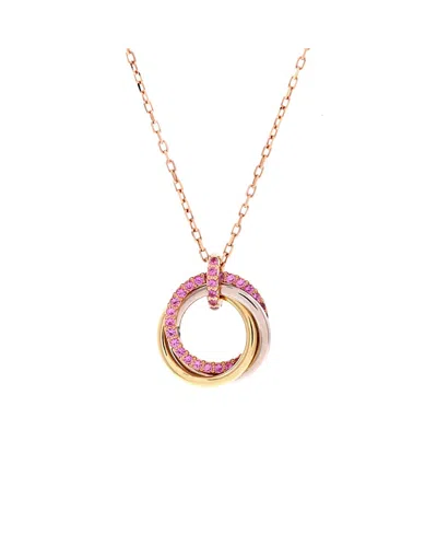 Pre-owned Pre-owned Cartier  Cartier Medium Trinity Pendant Necklace 18k Tricolor Gold With Pave Pink Sapphires, 16.5"