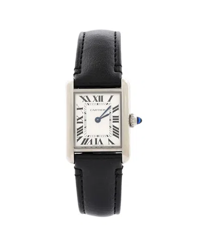 Pre-owned Pre-owned Cartier  Cartier Must De Cartier Solarbeat Tank Quartz Watch In Stainless Steel And Leather 22mm