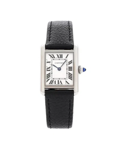 Pre-owned Pre-owned Cartier  Cartier Must De Cartier Tank Quartz Watch In Stainless Steel And Leather 22mm In White