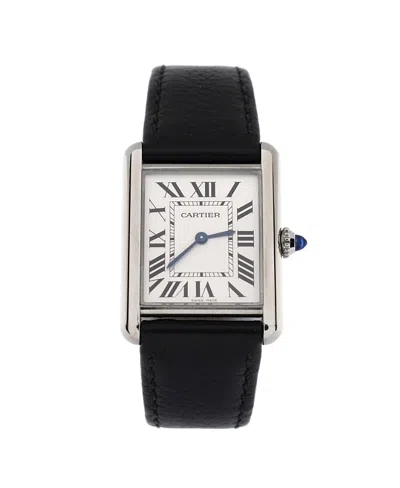 Pre-owned Pre-owned Cartier  Cartier Must De Cartier Tank Quartz Watch In Stainless Steel And Leather 25mm In Silver