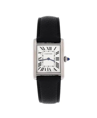 Pre-owned Pre-owned Cartier  Cartier Must De Cartier Tank Quartz Watch In Stainless Steel And Leather 25mm In Brown