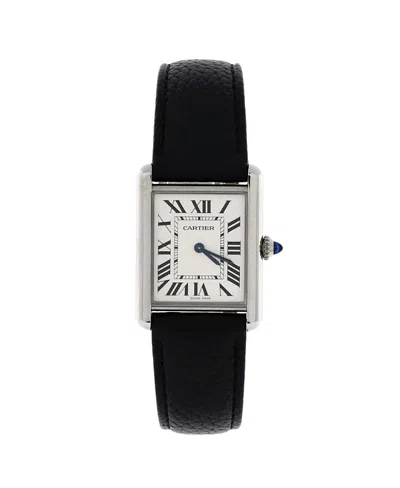 Pre-owned Pre-owned Cartier  Cartier Must De Cartier Tank Quartz Watch In Stainless Steel And Leather 25mm In Brown