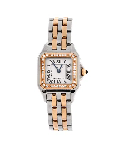 Pre-owned Pre-owned Cartier  Cartier Panthere De Cartier Quartz Watch In Stainless Steel And Rose Gold With Diamond Bez In Brown
