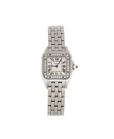 Pre-owned Pre-owned Cartier  Cartier Panthere De Cartier Quartz Watch In Stainless Steel With Diamond Bezel 22mm