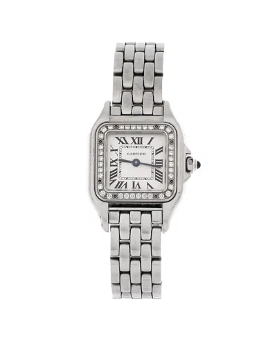 Pre-owned Pre-owned Cartier  Cartier Panthere De Cartier Quartz Watch In Stainless Steel With Diamond Bezel 22mm In Brown