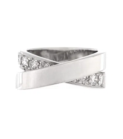 Pre-owned Pre-owned Cartier  Cartier Paris Nouvelle Vague Crossover Ring 18k White Gold With Diamonds
