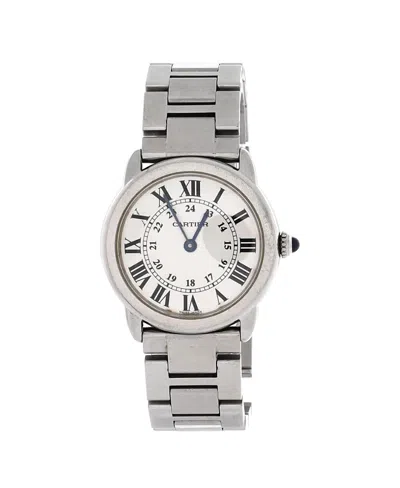 Pre-owned Pre-owned Cartier  Cartier Ronde Solo De Cartier Quartz Watch In Stainless Steel 29mm In White
