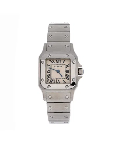 Pre-owned Pre-owned Cartier  Cartier Santos De Cartier Galbee Quartz Watch In Stainless Steel 24mm In Brown