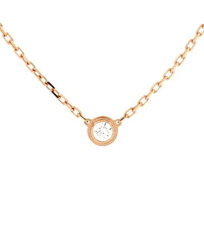Pre-owned Pre-owned Cartier  Cartier Small Cartier D'amour Pendant Necklace 18k Rose Gold With Diamond, 14.75 - 16" In Pink
