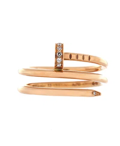 Pre-owned Pre-owned Cartier  Cartier Small Juste Un Clou Double Ring 18k Rose Gold And Diamonds