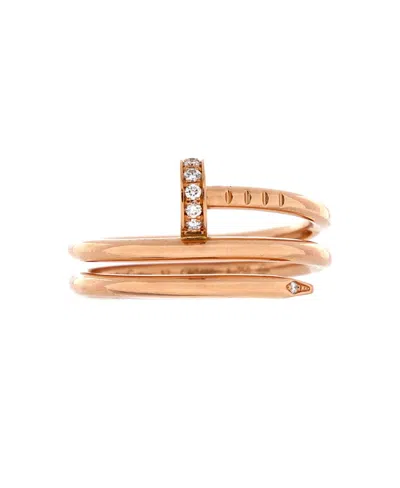 Pre-owned Pre-owned Cartier  Cartier Small Juste Un Clou Double Ring 18k Rose Gold And Diamonds