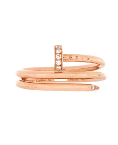 Pre-owned Pre-owned Cartier  Cartier Small Juste Un Clou Double Ring 18k Rose Gold And Diamonds