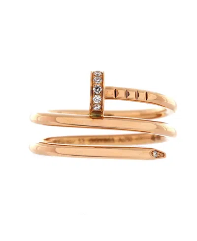 Pre-owned Pre-owned Cartier  Cartier Small Juste Un Clou Double Ring 18k Rose Gold And Diamonds