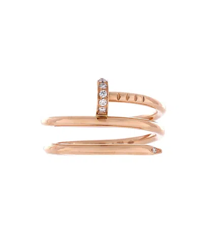 Pre-owned Pre-owned Cartier  Cartier Small Juste Un Clou Double Ring 18k Rose Gold And Diamonds