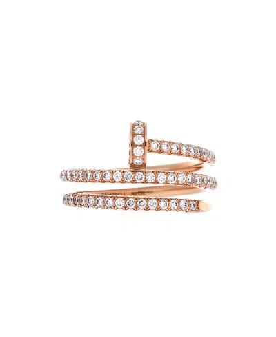 Pre-owned Pre-owned Cartier  Cartier Small Juste Un Clou Paved Double Ring 18k Rose Gold And Diamonds In Pink