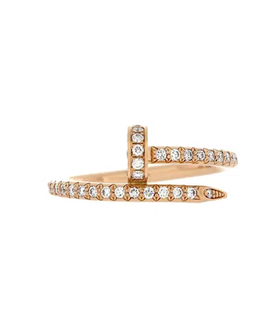 Pre-owned Pre-owned Cartier  Cartier Small Juste Un Clou Paved Ring 18k Rose Gold With Diamonds In Pink