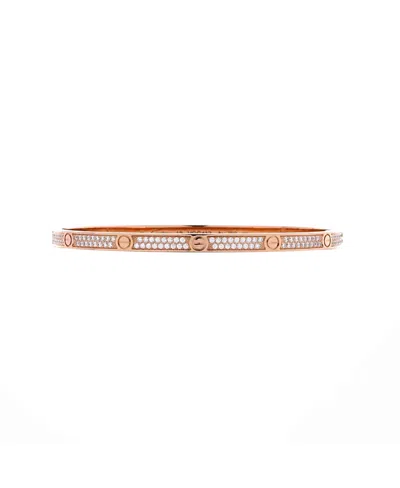 Pre-owned Pre-owned Cartier  Cartier Small Love Bracelet 18k Rose Gold With Pave Diamonds