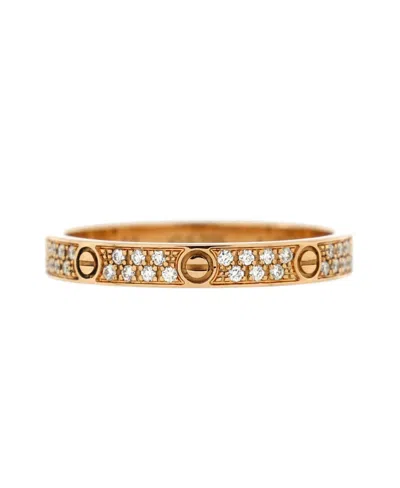Pre-owned Pre-owned Cartier  Cartier Small Love Wedding Band Pave Diamonds Ring 18k Rose Gold And Diamonds