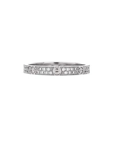 Pre-owned Pre-owned Cartier  Cartier Small Love Wedding Band Pave Diamonds Ring 18k White Gold And Diamonds