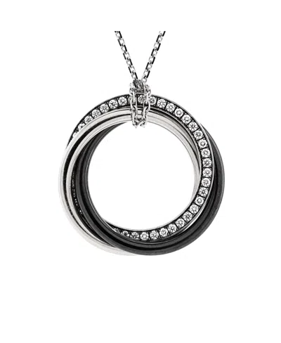 Pre-owned Pre-owned Cartier  Cartier Small Trinity Pendant Necklace 18k White Gold With Diamonds And Ceramic, 18 - 16.7