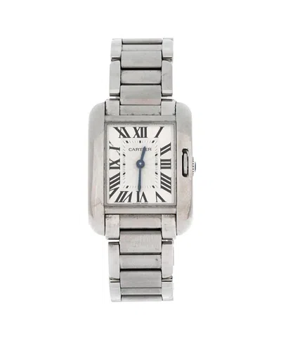 Pre-owned Pre-owned Cartier  Cartier Tank Anglaise Quartz Watch In Stainless Steel 23mm In Brown