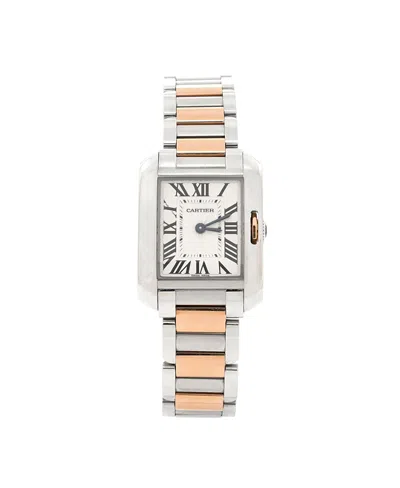 Pre-owned Pre-owned Cartier  Cartier Tank Anglaise Quartz Watch In Stainless Steel And Rose Gold 23mm