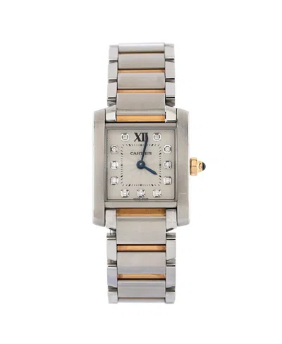 Pre-owned Pre-owned Cartier  Cartier Tank Francaise Quartz Watch In Stainless Steel And Rose Gold With Diamond Markers 