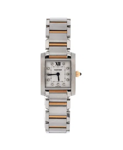 Pre-owned Pre-owned Cartier  Cartier Tank Francaise Quartz Watch In Stainless Steel And Rose Gold With Diamond Markers  In White