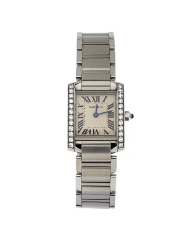 Pre-owned Pre-owned Cartier  Cartier Tank Francaise Quartz Watch In Stainless Steel With Diamond Bezel 20mm