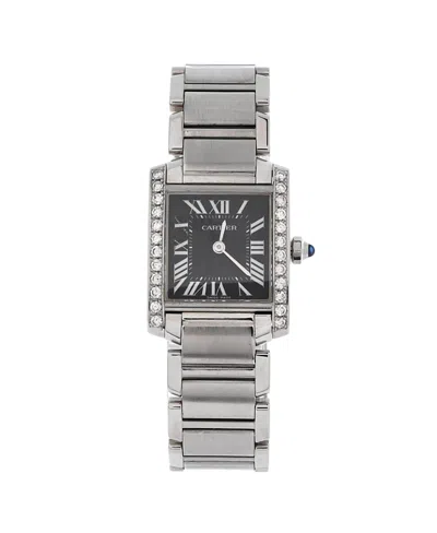 Pre-owned Pre-owned Cartier  Cartier Tank Francaise Quartz Watch In Stainless Steel With Diamond Bezel 20mm In Silver