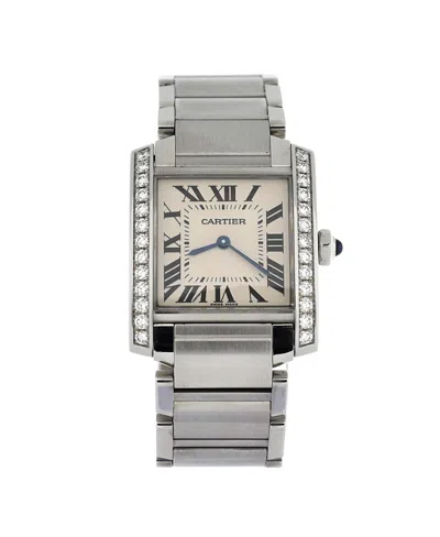 Pre-owned Pre-owned Cartier  Cartier Tank Francaise Quartz Watch In Stainless Steel With Diamond Bezel 25mm