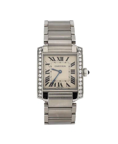 Pre-owned Pre-owned Cartier  Cartier Tank Francaise Quartz Watch In Stainless Steel With Diamond Bezel 25mm