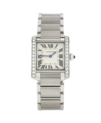 Pre-owned Pre-owned Cartier  Cartier Tank Francaise Quartz Watch In Stainless Steel With Diamond Bezel 25mm In Silver