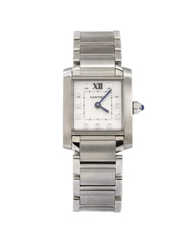 Pre-owned Pre-owned Cartier  Cartier Tank Francaise Quartz Watch In Stainless Steel With Diamond Markers 25mm