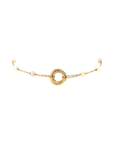 Pre-owned Pre-owned Cartier  Cartier Trinity Chain Bracelet 18k Tricolor Gold With Pearls