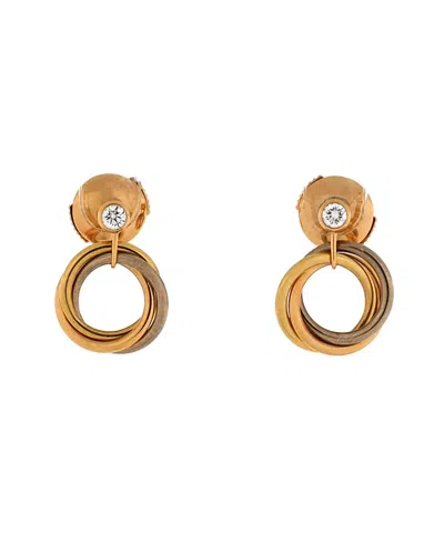 Pre-owned Pre-owned Cartier  Cartier Trinity Dangle Earrings 18k Tricolor Gold With Diamond